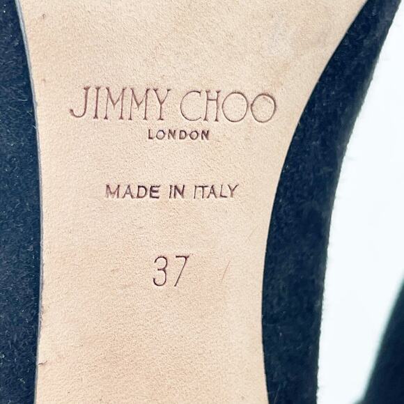 Jimmy Choo Black Brin Stretch Suede Pointed Toe Heeled Ankle Boot Bootie IT 37 - Picture 10 of 11